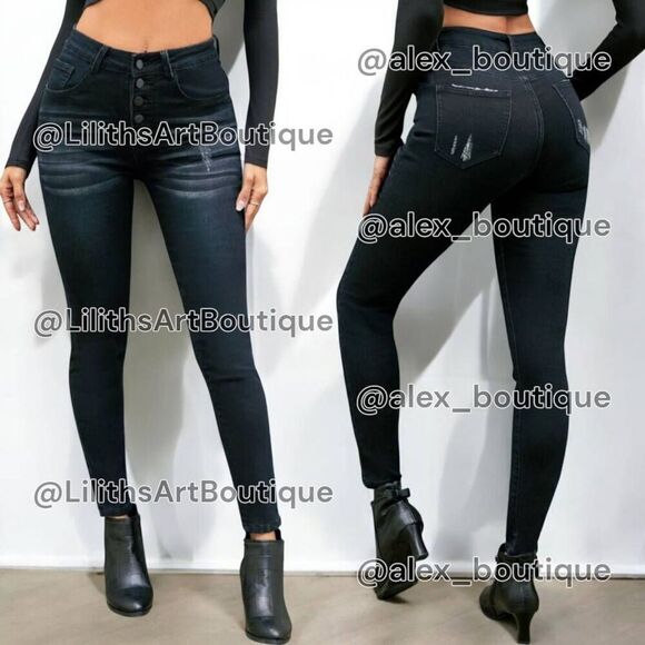 SHEIN Denim - SHEIN High Rise Button-up Skinny Jeans(A010)-Size XS (2/26) for Women